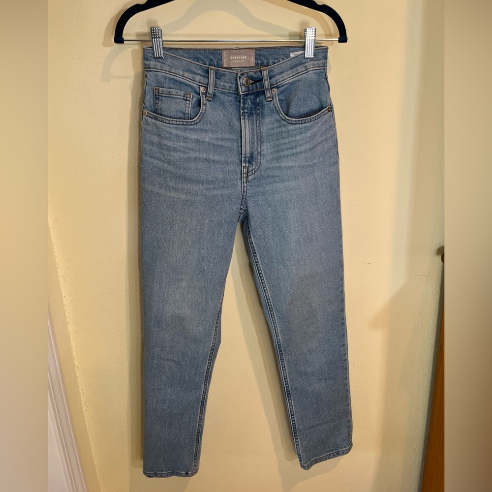 Everlane The Original Cheeky Jean 25 Crop Cotton Zip Light wash Denim 26” Inseam